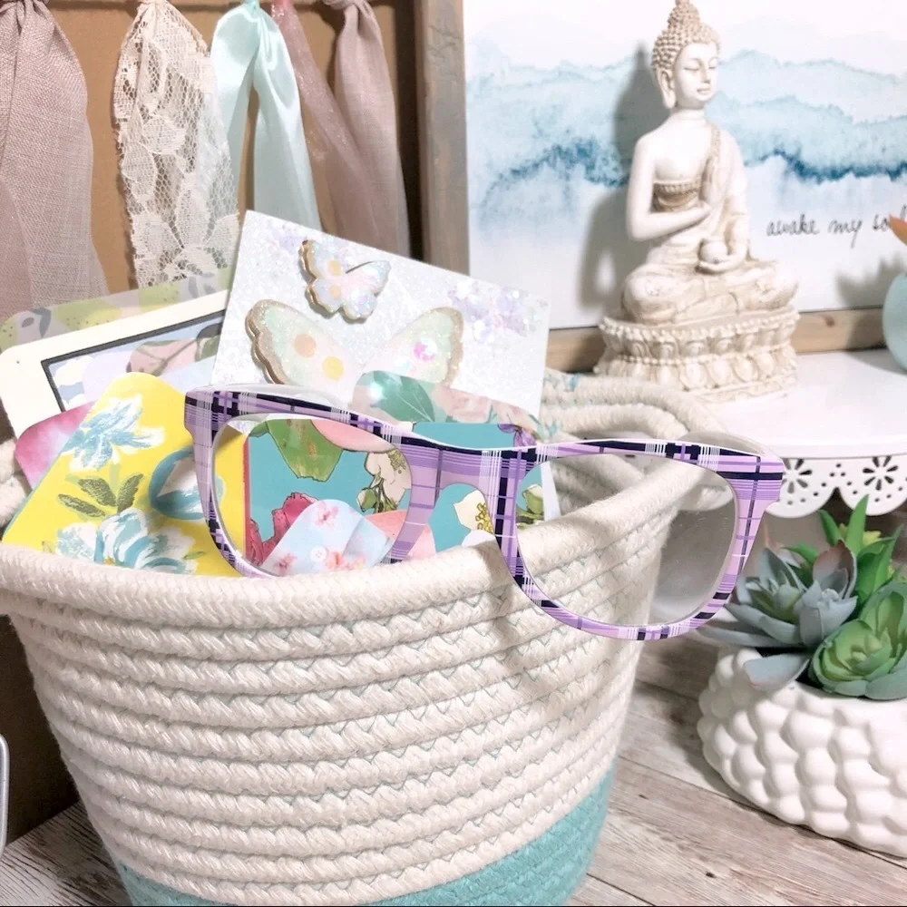 Girl’s Purple Plaid Print Faux Glasses Children’s Accessory School Preppy Spring